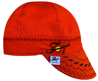 Safety Orange Prewashed Canvas Embroidered Welders Cap