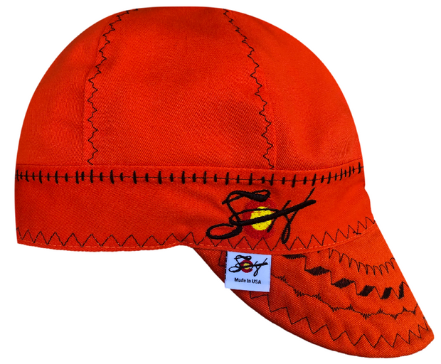 Safety Orange Prewashed Canvas Embroidered Welders Cap
